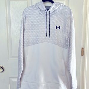 UNDER ARMOUR MEN’S SIZE XL WHITE/GRAY PULLOVER HOODIE